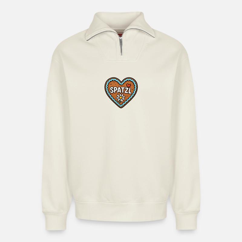 SPATZL - Relaxed Unisex Organic Half Zip Sweatshirt – by SPREAD - off white