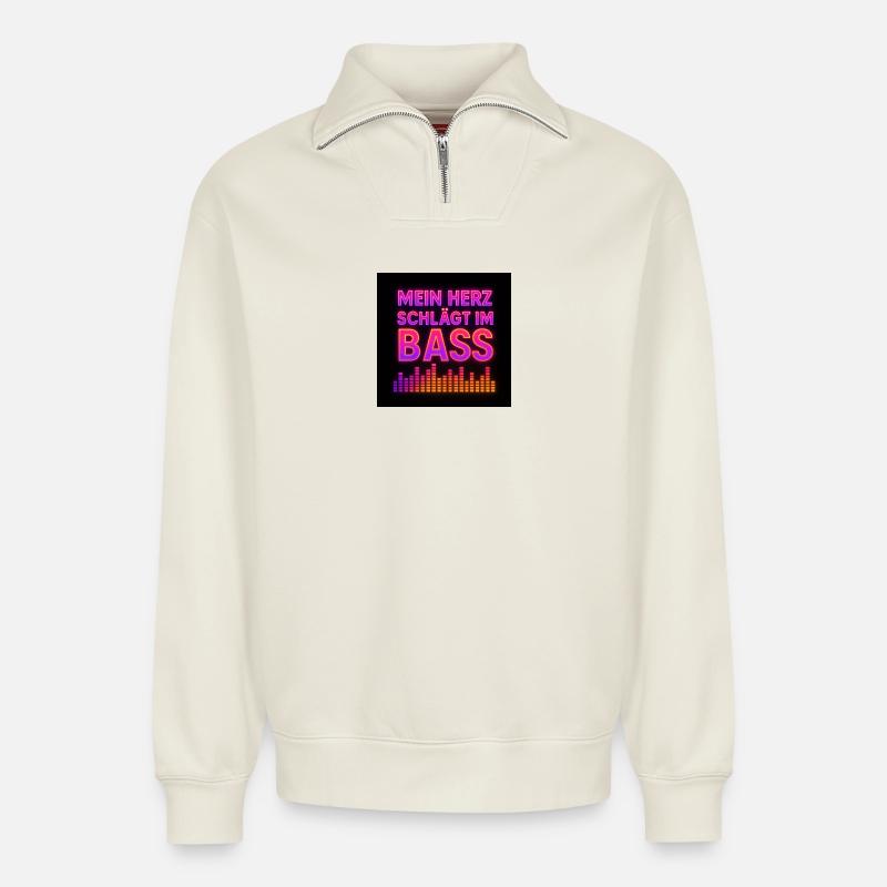 CA99D663-EC7C-4B5D-9703-3C60FD74DC17 - Sweat unisexe décontracté en coton biologique à demi-zip – de SPREAD - blanc cassé