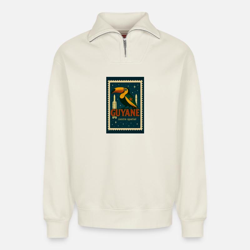 Tukan-Raum-Guyana - Relaxed Unisex Organic Half Zip Sweatshirt – von SPREAD - Naturweiß