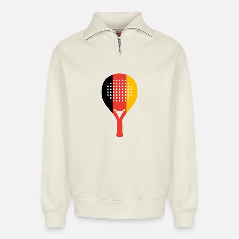 Padel-Deutschland - Relaxed Unisex Organic Half Zip Sweatshirt – von SPREAD - Naturweiß