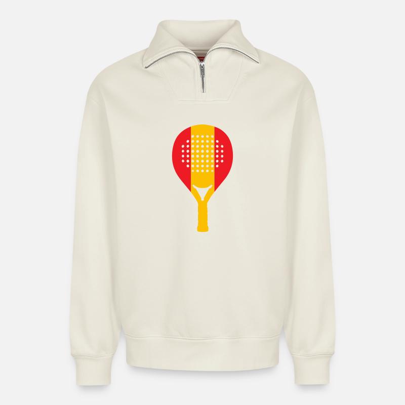 Padel-Espagne - Sweat unisexe décontracté en coton biologique à demi-zip – de SPREAD - blanc cassé