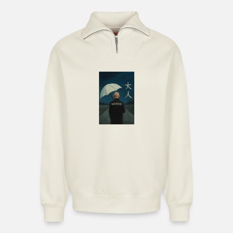 Erwachsene - Relaxed Unisex Organic Half Zip Sweatshirt – von SPREAD - Naturweiß