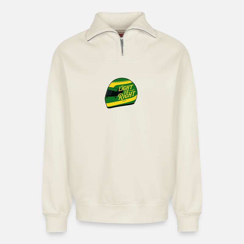 Light is right - Relaxed Unisex Organic Half Zip Sweatshirt – by SPREAD - off white