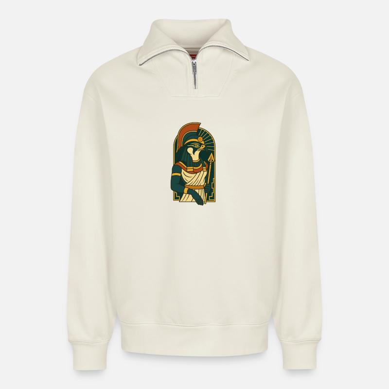 Horus - Relaxed Unisex Organic Half Zip Sweatshirt – by SPREAD - off white