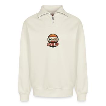 Level Up Retro Controller Grafik - Relaxed Unisex Organic Half Zip Sweatshirt – von SPREAD - Naturweiß - Vorne