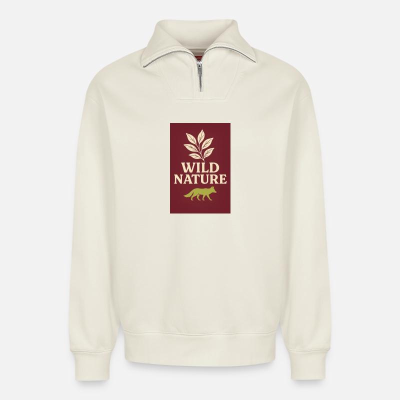 903E7BB2-E856-41AA-A23F-B3E2B4698455 - Relaxed Unisex Organic Half Zip Sweatshirt – von SPREAD - Naturweiß