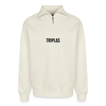 Monochrome  - Sweat unisexe décontracté en coton biologique à demi-zip – de SPREAD - blanc cassé - Devant
