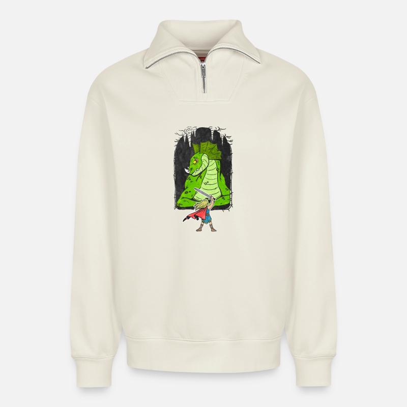 Siegfried - Relaxed Unisex Organic Half Zip Sweatshirt – von SPREAD - Naturweiß