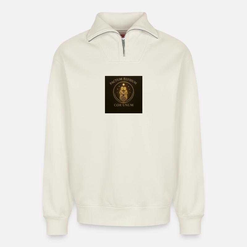 Pactum Elysium - Sweat unisexe décontracté en coton biologique à demi-zip – de SPREAD - blanc cassé