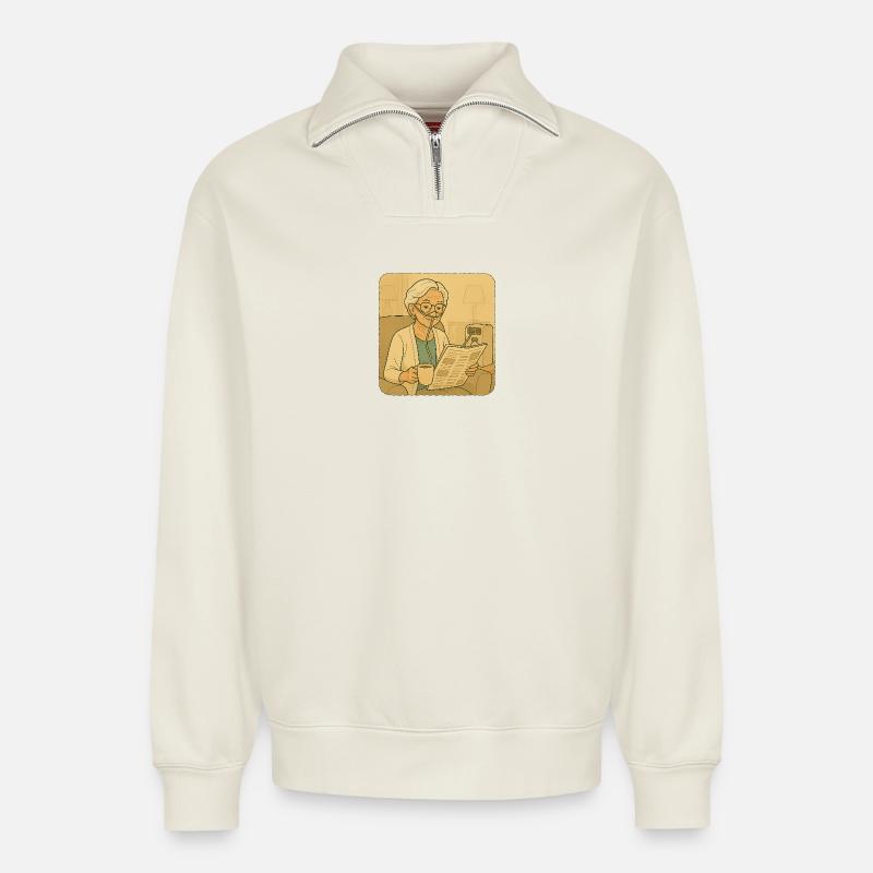 Ventilation therapy - Relaxed Unisex Organic Half Zip Sweatshirt – by SPREAD - off white