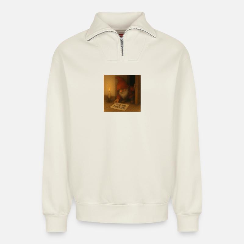 You are awesome - Relaxed Unisex Organic Half Zip Sweatshirt – von SPREAD - Naturweiß