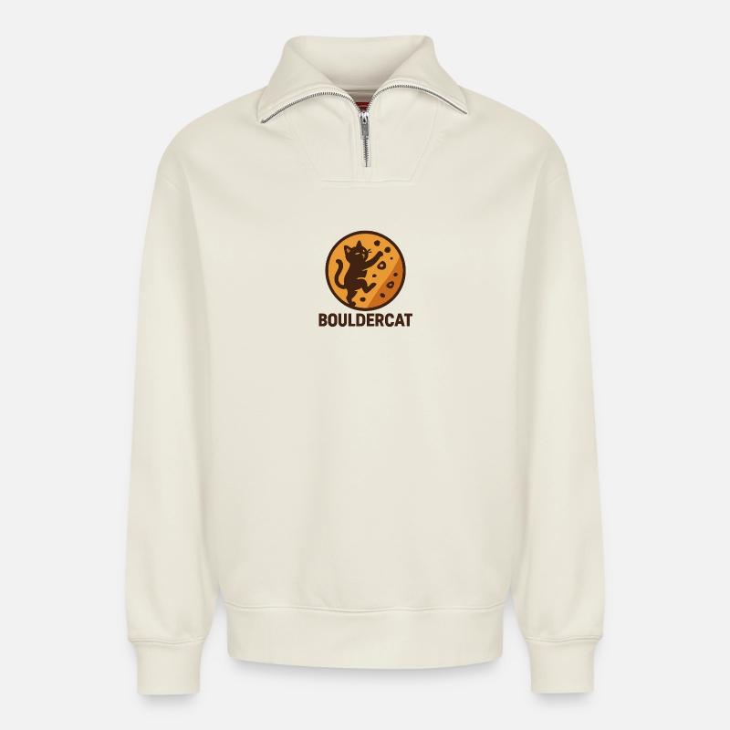 BoulderCat - Relaxed Unisex Organic Half Zip Sweatshirt – von SPREAD - Naturweiß
