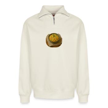 Olivje Salat - Relaxed Unisex Organic Half Zip Sweatshirt – von SPREAD - Naturweiß - Vorne