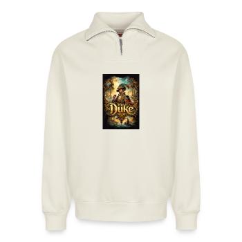 Das Herzogsbarockporträt mit Glas - Relaxed Unisex Organic Half Zip Sweatshirt – von SPREAD - Naturweiß - Vorne