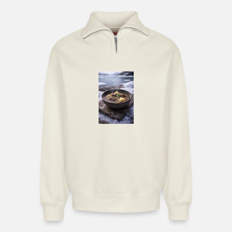 Suaasat - Relaxed Unisex Organic Half Zip Sweatshirt – von SPREAD - Naturweiß