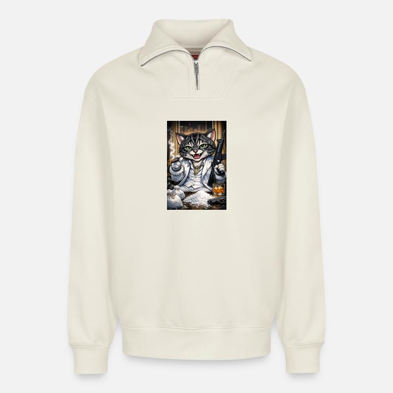 DonnyMontana - Relaxed Unisex Organic Half Zip Sweatshirt – von SPREAD - Naturweiß