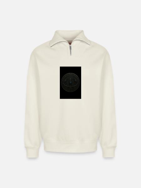 Ordo Ab Chao - Ego Sum Lex - Bluza unisex z half zip o luźnym kroju z bawełny organicznej – marki SPREAD - naturalny biały