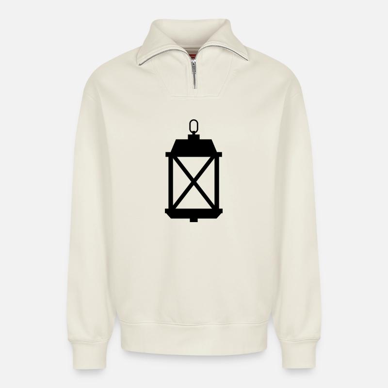 lantern - Relaxed Unisex Organic Half Zip Sweatshirt – by SPREAD - off white