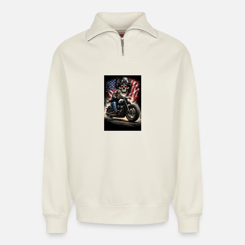 Freiheitsgeist - Relaxed Unisex Organic Half Zip Sweatshirt – von SPREAD - Naturweiß