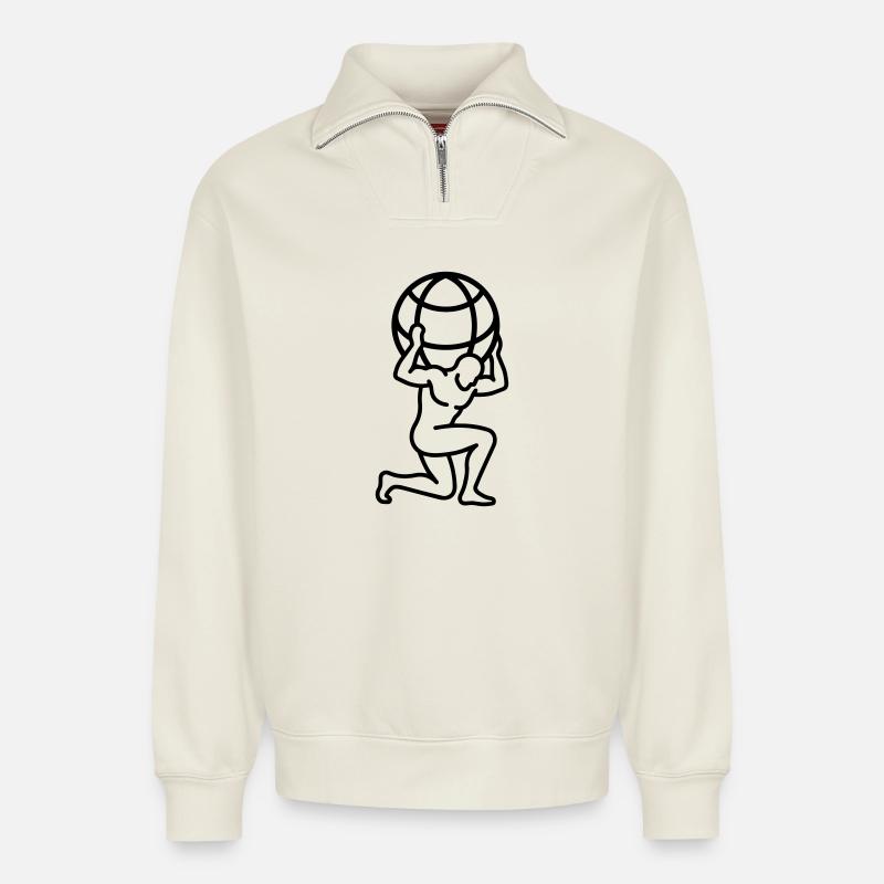 Kugel - Relaxed Unisex Organic Half Zip Sweatshirt – von SPREAD - Naturweiß
