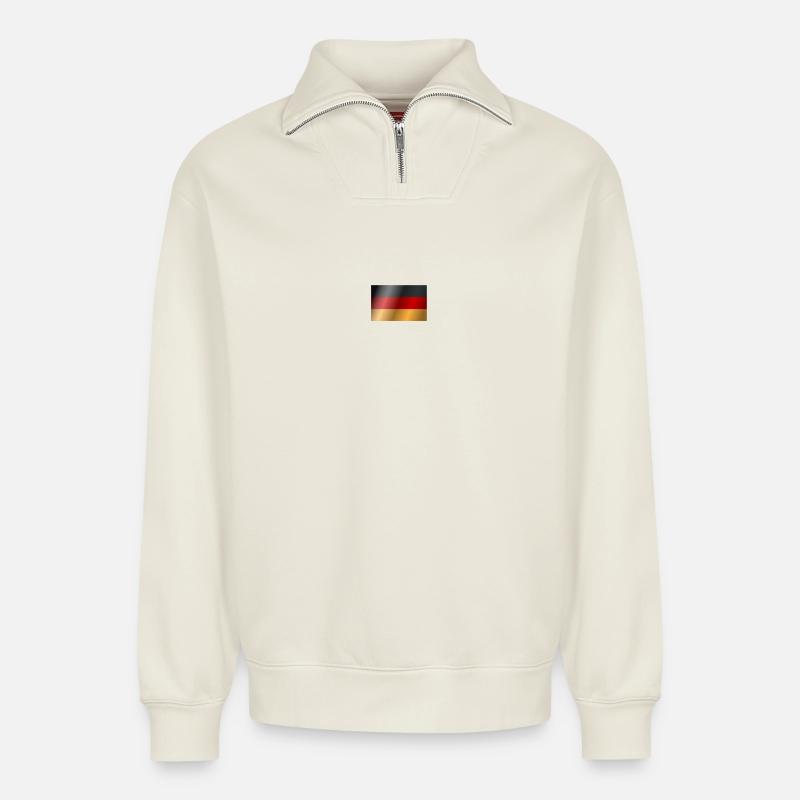 Deutsche Flagge - Relaxed Unisex Organic Half Zip Sweatshirt – von SPREAD - Naturweiß
