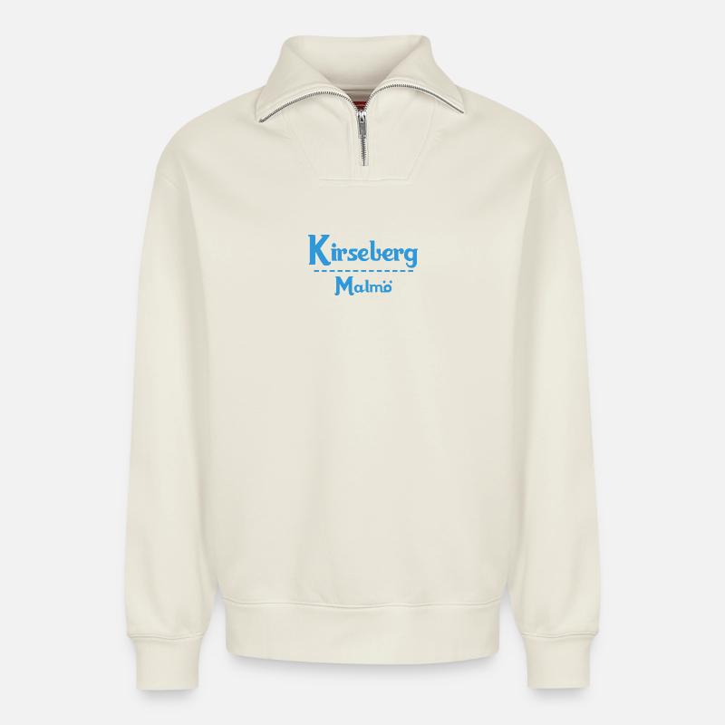Kirseberg – Malmö Sky Blue Design - Relaxed Unisex Organic Half Zip Sweatshirt – von SPREAD - Naturweiß