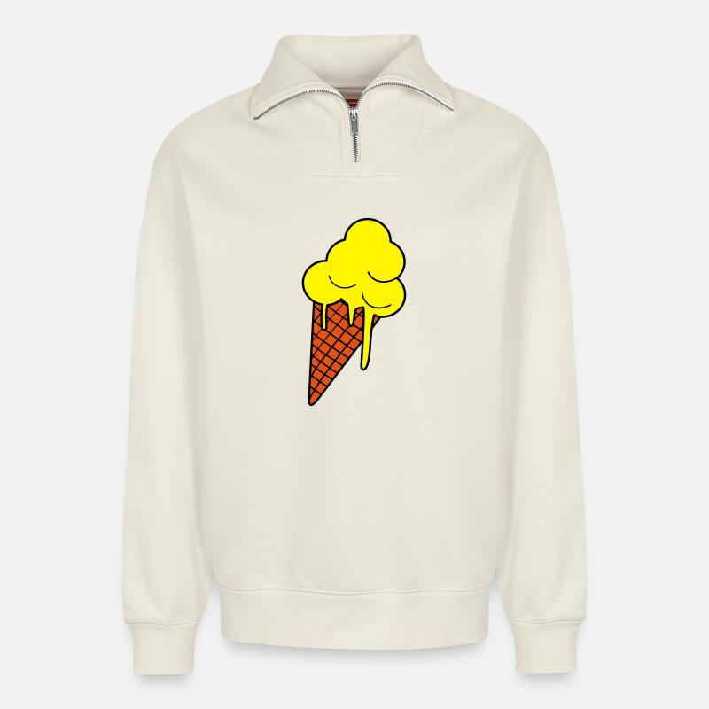 Schmelzendes Eis Pop Art - Relaxed Unisex Organic Half Zip Sweatshirt – by SPREAD - off white
