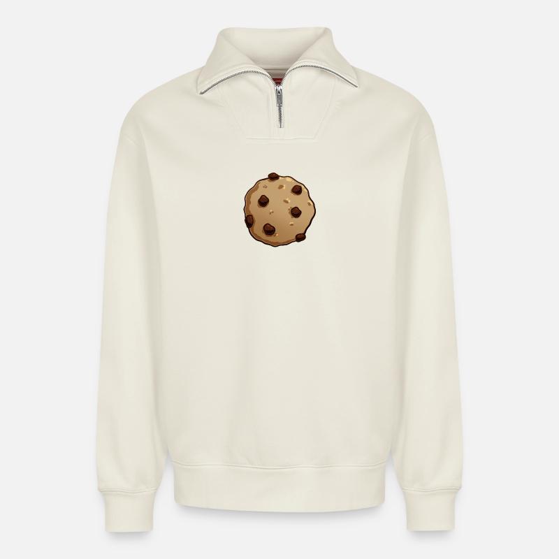 Biscuit - Relaxed Unisex Organic Half Zip Sweatshirt – by SPREAD - off white