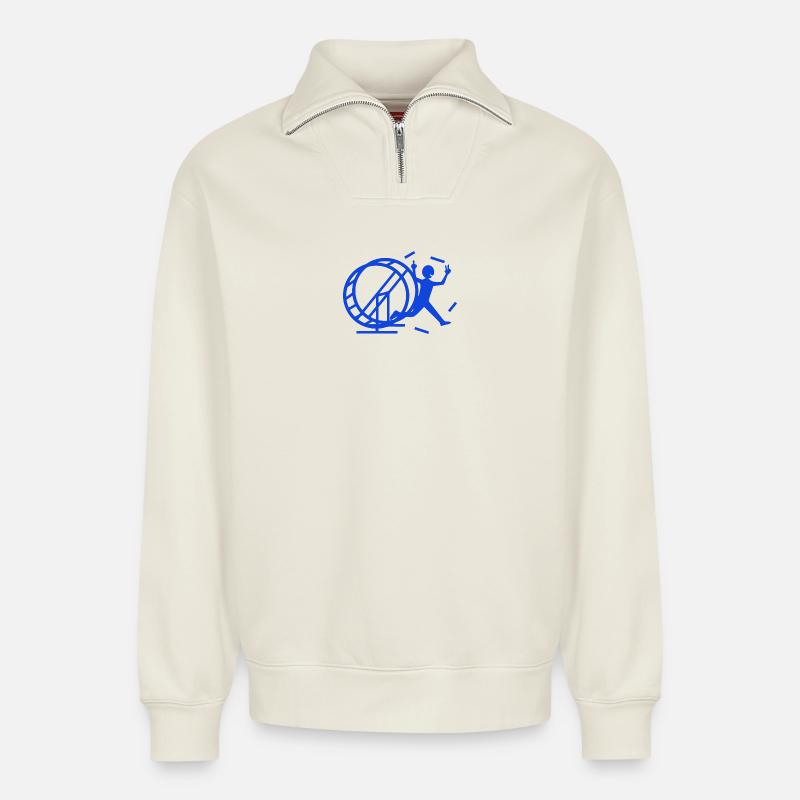 free - Relaxed Unisex Organic Half Zip Sweatshirt – by SPREAD - off white