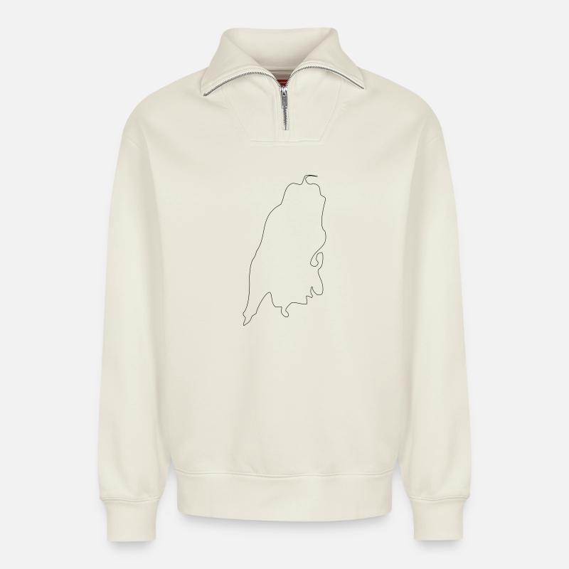 Lefkada - Relaxed Unisex Organic Half Zip Sweatshirt – by SPREAD - off white