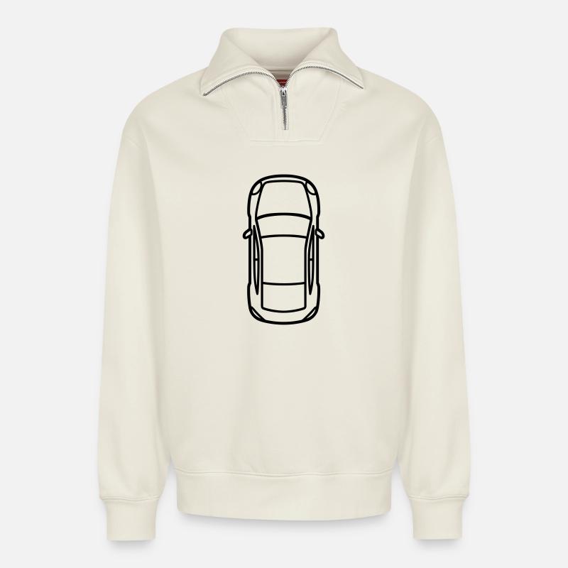 Auto - Relaxed Unisex Organic Half Zip Sweatshirt – von SPREAD - Naturweiß