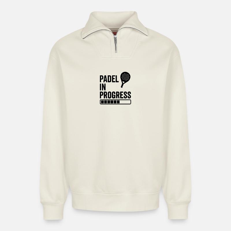 Padel in Progress - Relaxed Unisex Organic Half Zip Sweatshirt – von SPREAD - Naturweiß