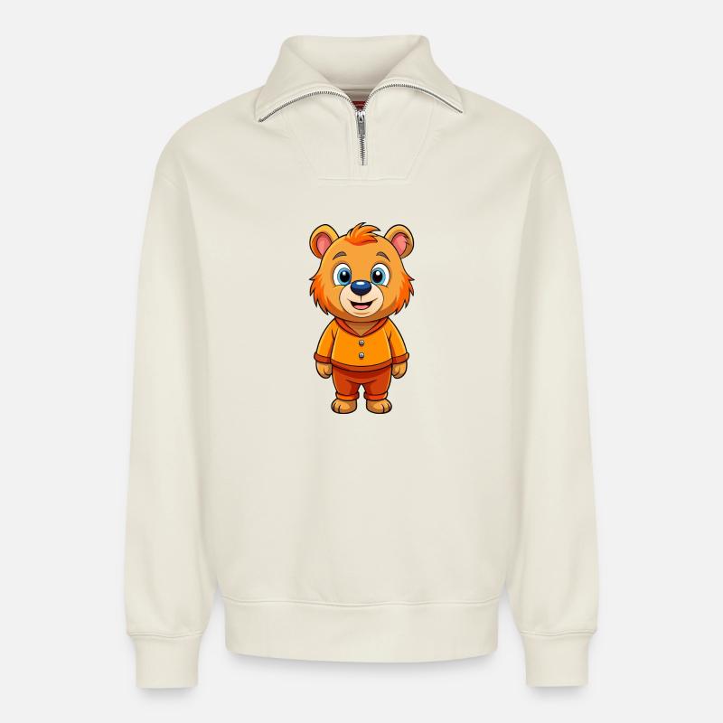Baby Bär - Relaxed Unisex Organic Half Zip Sweatshirt – von SPREAD - Naturweiß