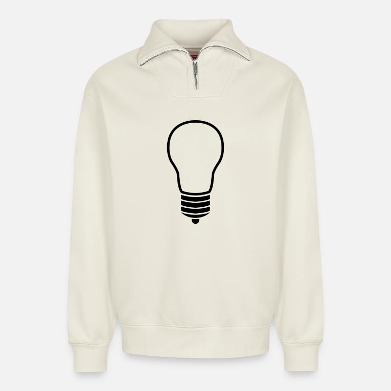 Ampoule - Sweat unisexe décontracté en coton biologique à demi-zip – de SPREAD - blanc cassé
