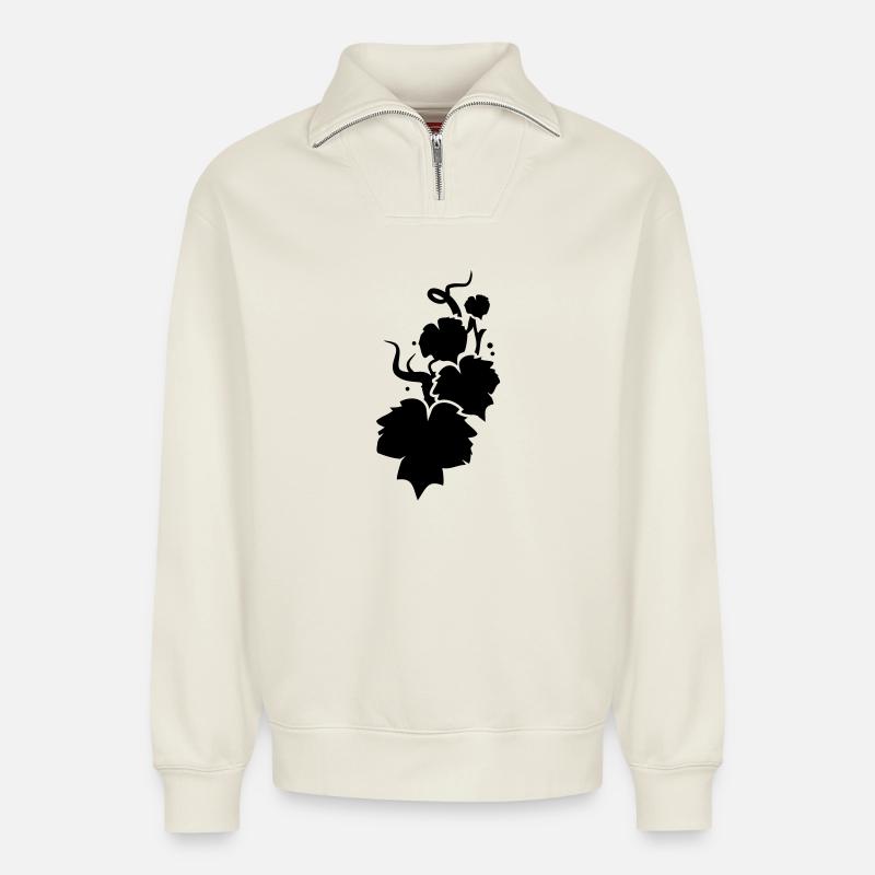 a vine silhouette - Relaxed Unisex Organic Half Zip Sweatshirt – by SPREAD - off white