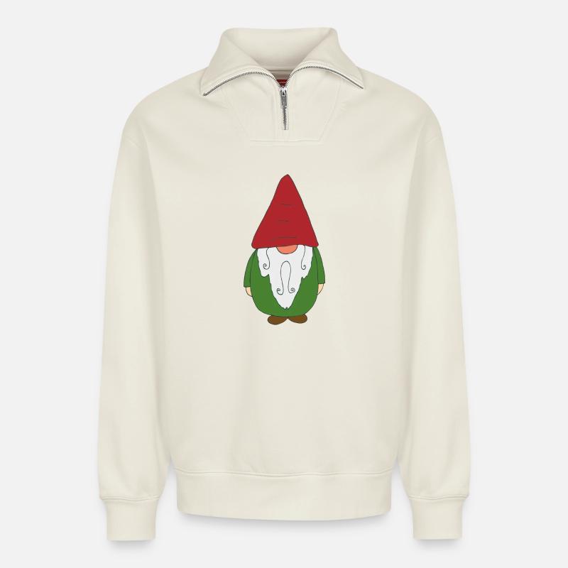 gartenzwerg - Relaxed Unisex Organic Half Zip Sweatshirt – von SPREAD - Naturweiß