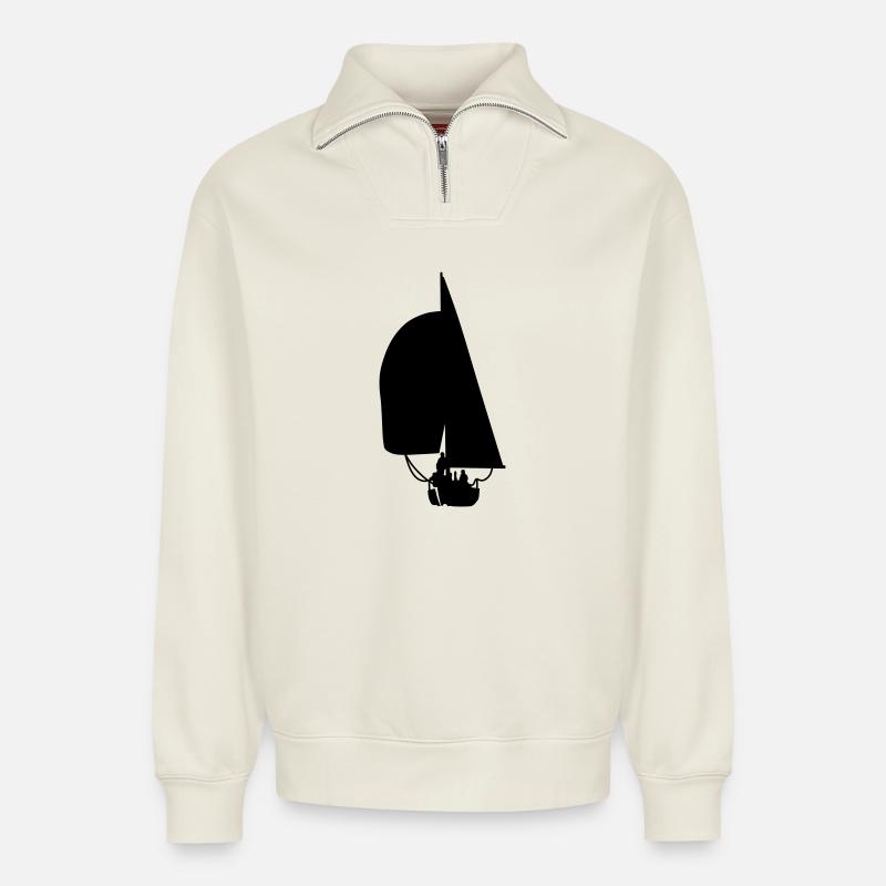 Segelboot - Relaxed Unisex Organic Half Zip Sweatshirt – von SPREAD - Naturweiß
