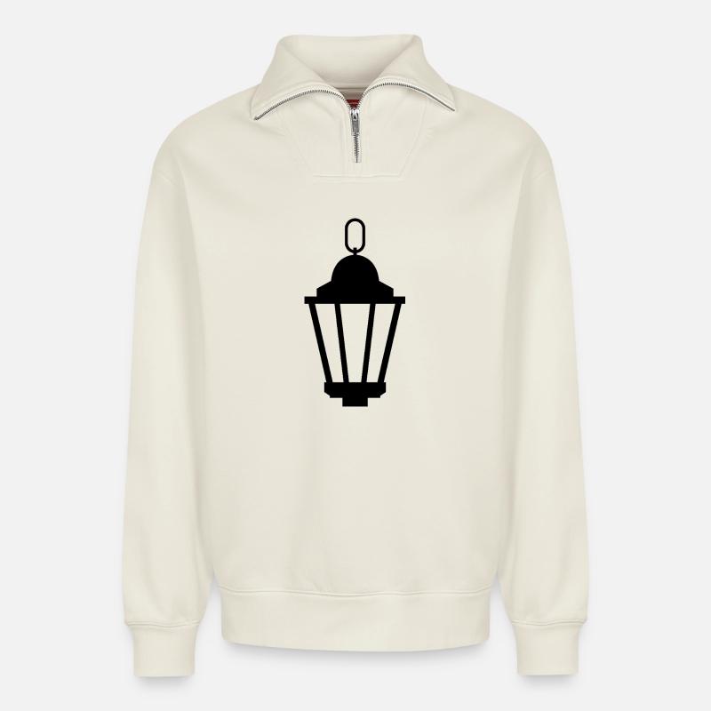 Lanterne - Sweat unisexe décontracté en coton biologique à demi-zip – de SPREAD - blanc cassé