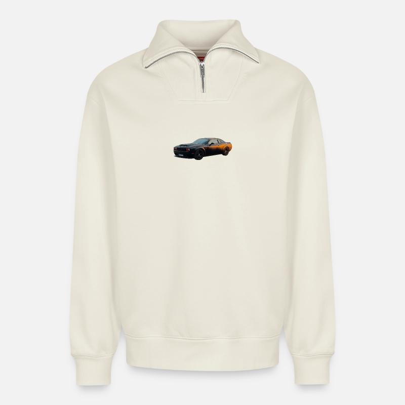Challenger - Relaxed Unisex Organic Half Zip Sweatshirt – von SPREAD - Naturweiß