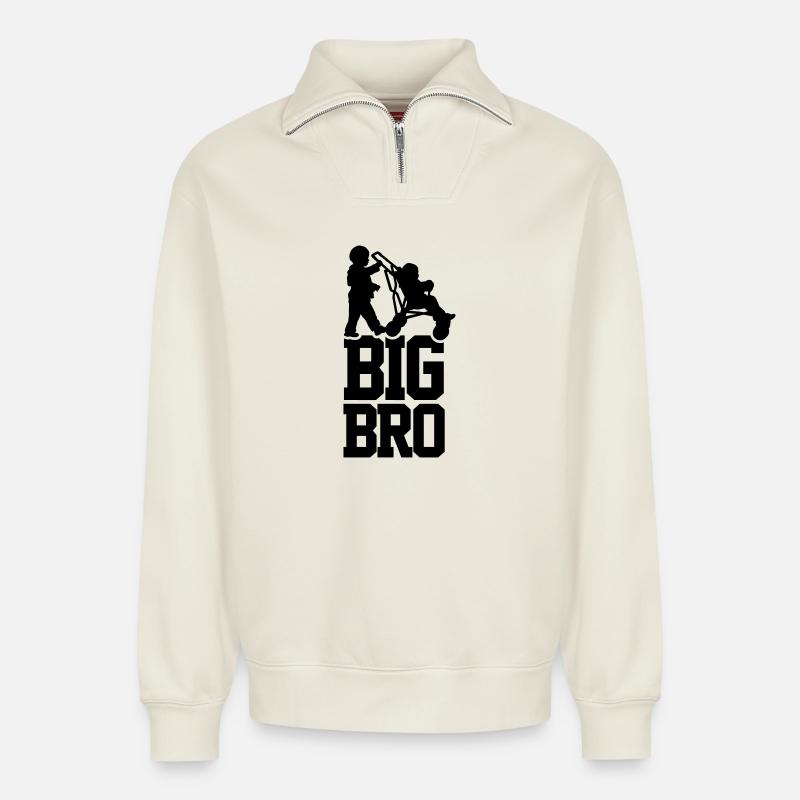 Big Bro - Relaxed Unisex Organic Half Zip Sweatshirt – by SPREAD - off white
