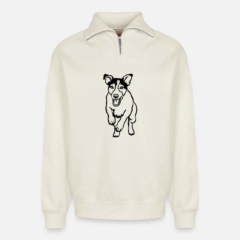 Jack Russell Terrier - Relaxed Unisex Organic Half Zip Sweatshirt – von SPREAD - Naturweiß