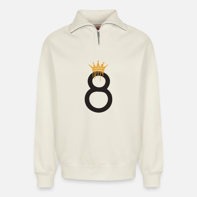 8 - Sweat unisexe décontracté en coton biologique à demi-zip – de SPREAD - blanc cassé