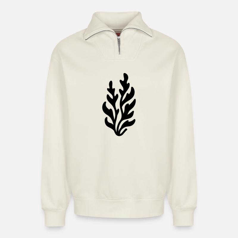 Alge - Relaxed Unisex Organic Half Zip Sweatshirt – von SPREAD - Naturweiß