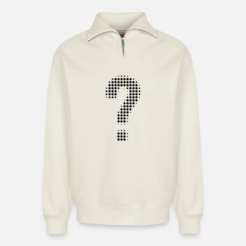 Optique pixel point d’interrogation - Sweat unisexe décontracté en coton biologique à demi-zip – de SPREAD - blanc cassé
