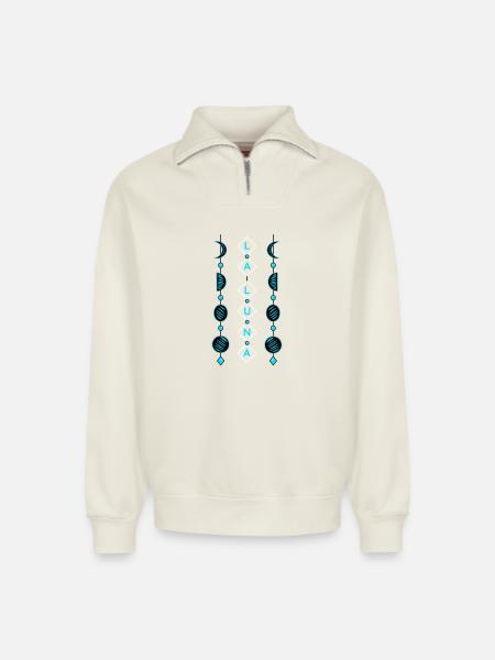 Moon phases - Relaxed Unisex Organic Half Zip Sweatshirt – by SPREAD - off white