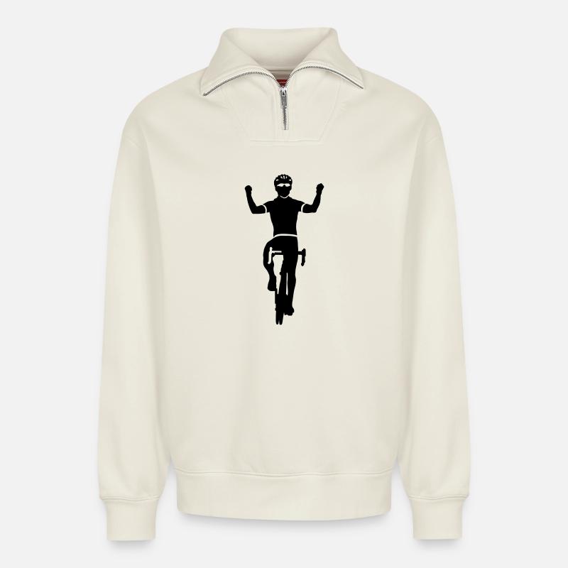 Rennrad - Relaxed Unisex Organic Half Zip Sweatshirt – von SPREAD - Naturweiß