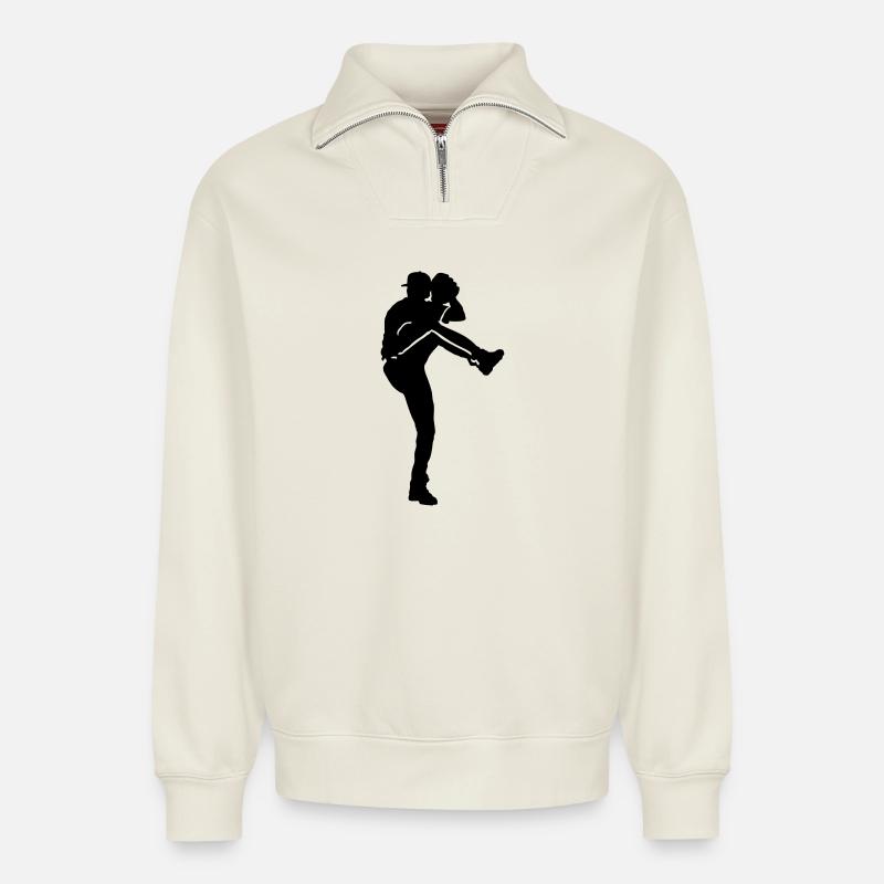 Baseball - Relaxed Unisex Organic Half Zip Sweatshirt – by SPREAD - off white
