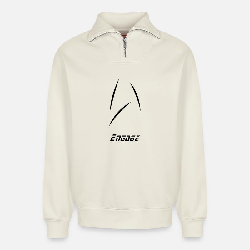 Stern engagieren minimal - Relaxed Unisex Organic Half Zip Sweatshirt – von SPREAD - Naturweiß