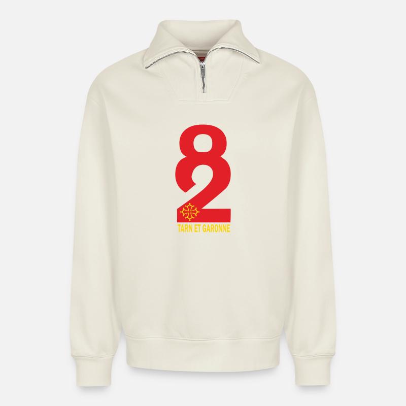 Tarn et Garonne - Relaxed Unisex Organic Half Zip Sweatshirt – von SPREAD - Naturweiß