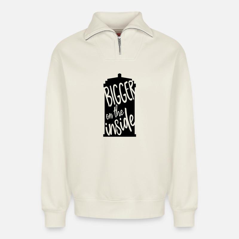 Bigger on the inside - Relaxed Unisex Organic Half Zip Sweatshirt – von SPREAD - Naturweiß